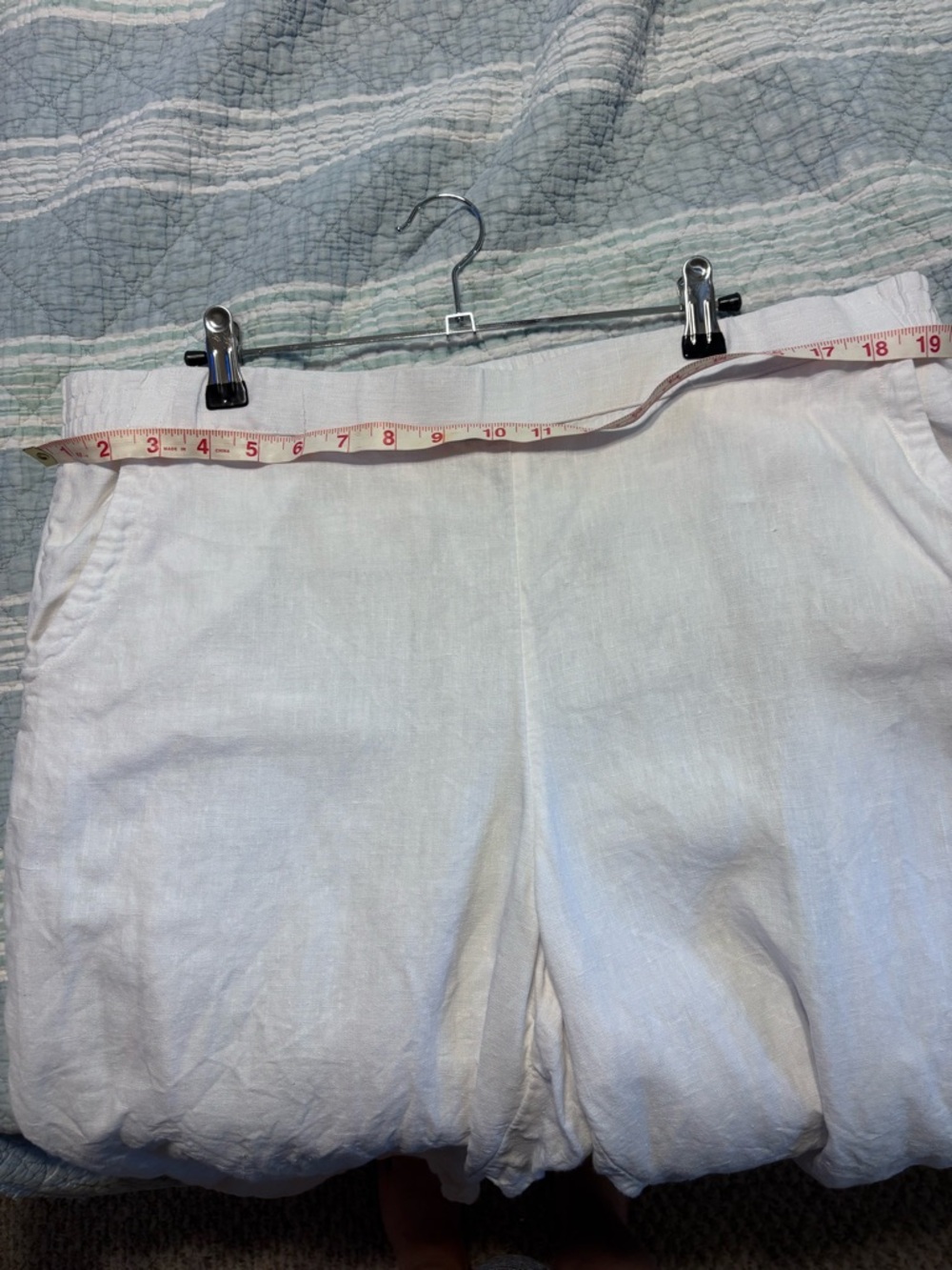 Charter Club White Linen Elastic Waist Linen Pants - Picture 3 of 5
